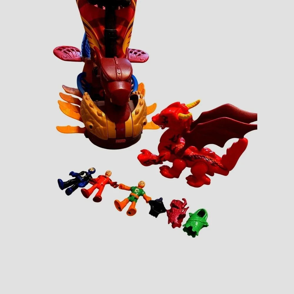 Fisher Price Imaginext Dragon Pirate Ship Boat + Red Dragon & Figures Lot‎